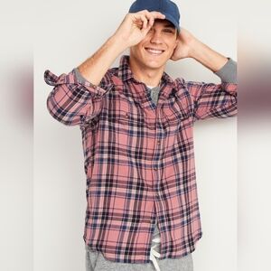 Old Navy Pink and Black Plaid Casual Button Down Shirt...size:M